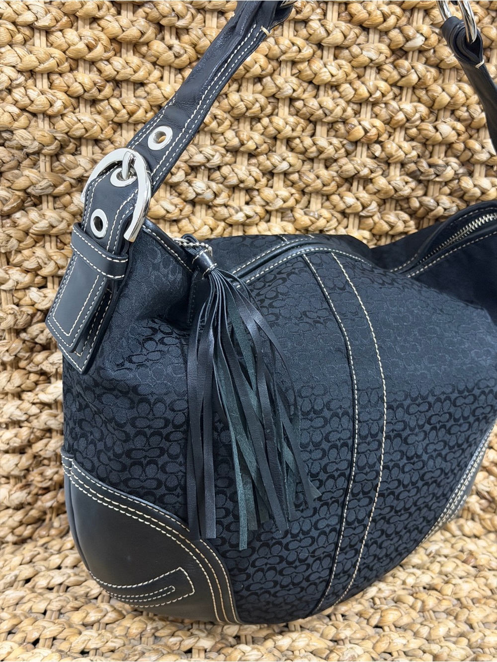 Vintage Coach Jacquard Hobo Shoulder Bag - Picture 2 of 7
